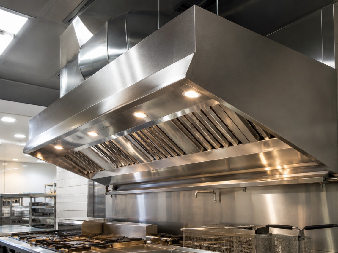 Cappe aspiranti per cucine professionali in una grande cucina 3