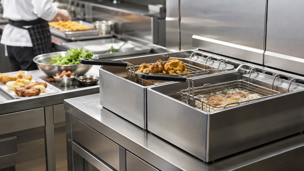 Linea di friggitrice per ristorazione in cucina professionale 4