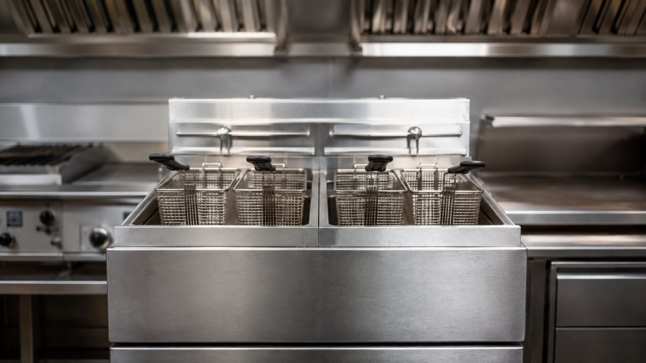 Linea di friggitrice per ristorazione in cucina professionale